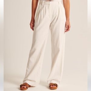 Abercrombie and Fitch Linen Blend Wide Leg Tailored Pant